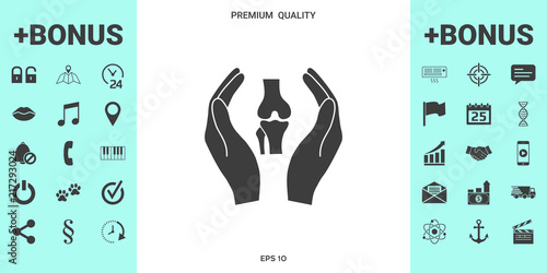 Hands holding knee-joint - protection icon