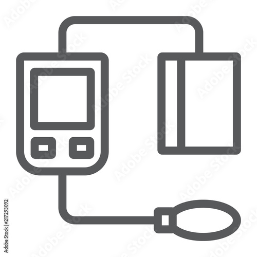 Blood sphygmomanometer line icon, medical and equipment, tonometer sign, vector graphics, a linear pattern on a white background, eps 10.