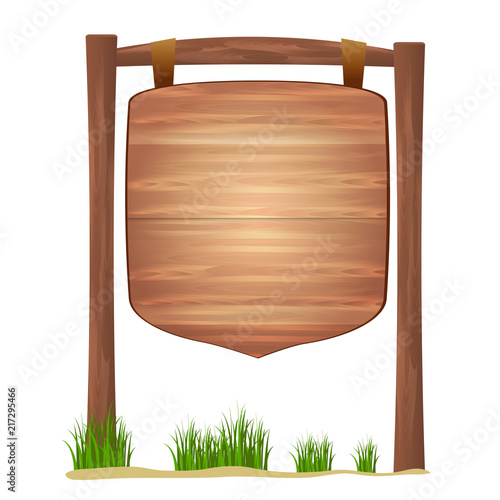 Bild auf Leinwand Wooden sign standing in grass  isolated on white background vector illustration