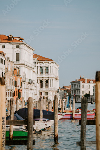 Boats moored at the Grand Canal  Venice