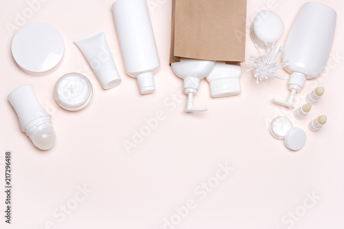Cosmetic products with paper bag, free space for text