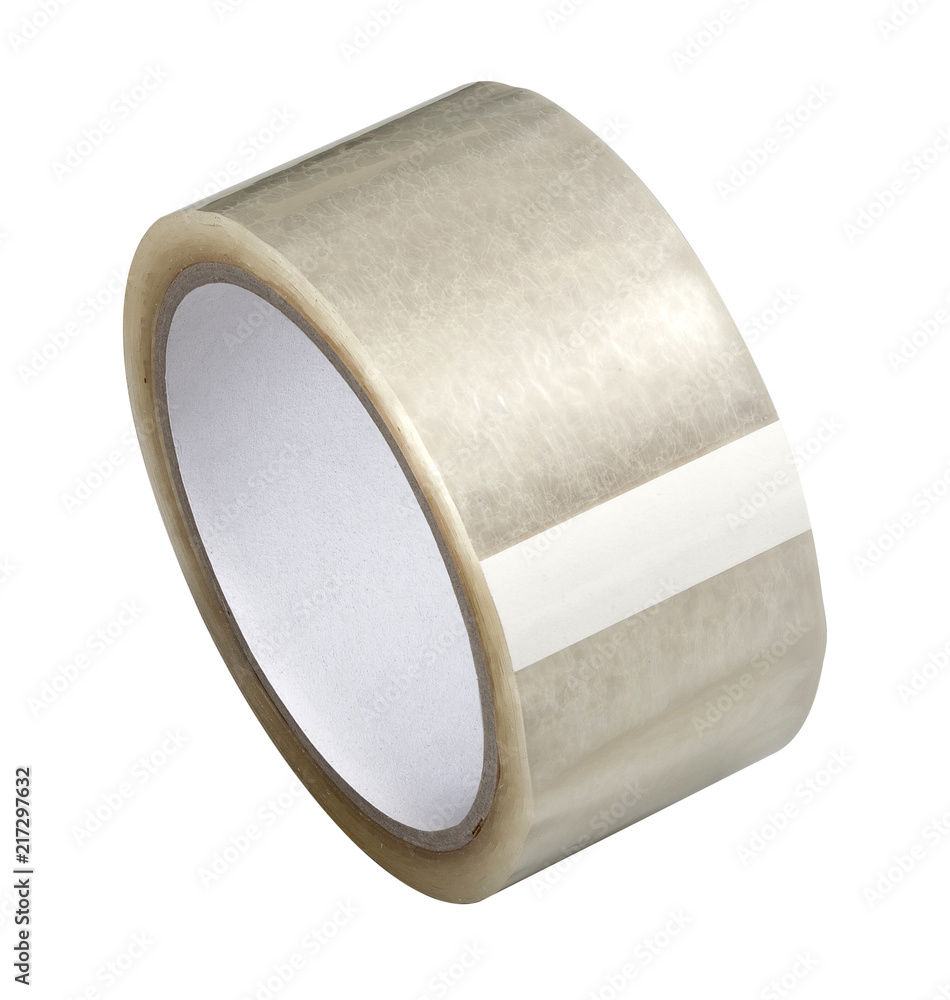 Roll of adhesive tape on white background with clipping path included Roll of adhesive tape on white background with clipping path included