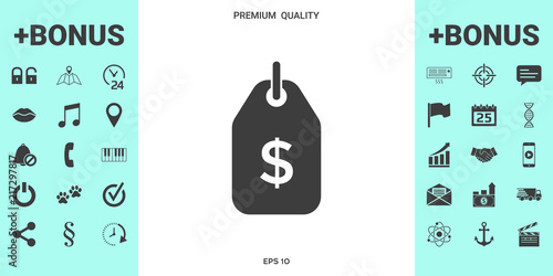 Tag with dollar symbol. Price tag icon for download