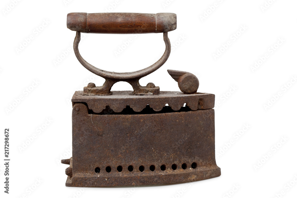The rusty old iron isolated on white background The rusty old iron isolated on white background