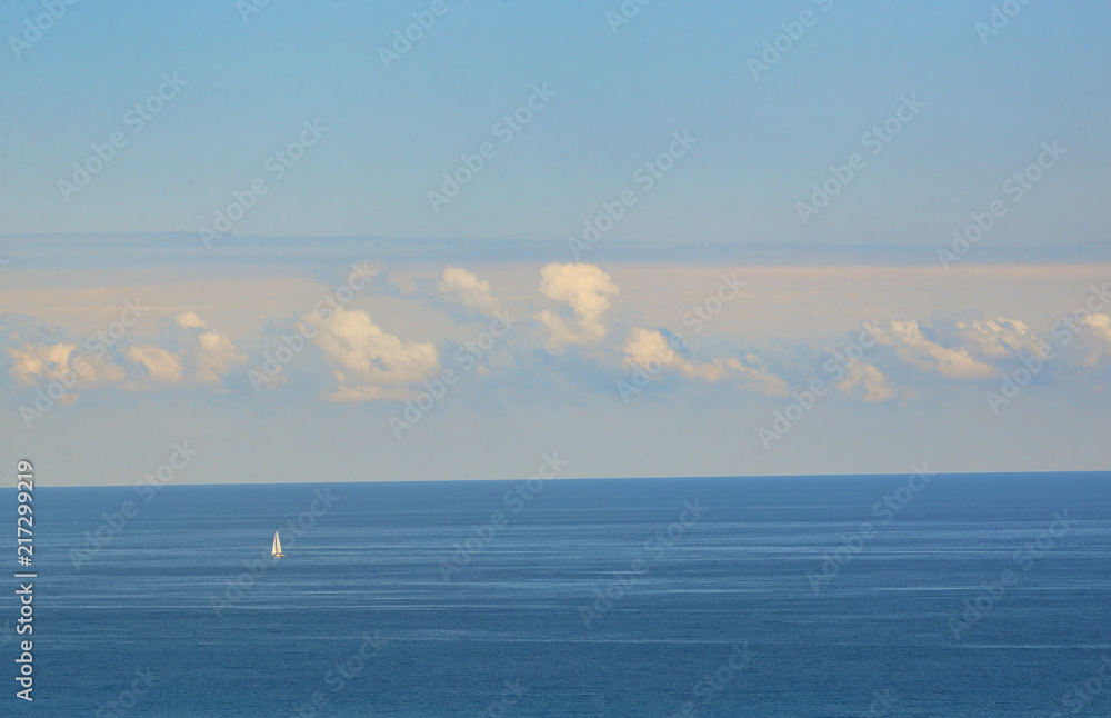 seascape with catamaran and turquoise waters