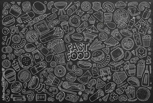 Vector set of Fast food objects and symbols