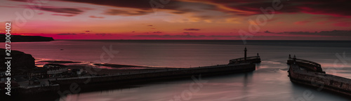 Whitby harbour at sunset