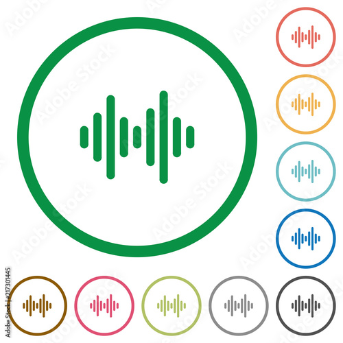 Sound wave flat icons with outlines