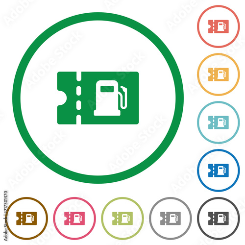 Fueling discount coupon flat icons with outlines