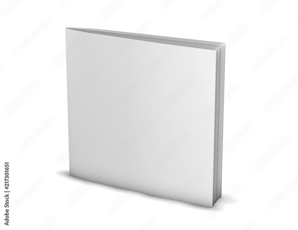 Square shaped brochure closed standing on floor blank cover. Square shaped brochure closed standing on floor blank cover.