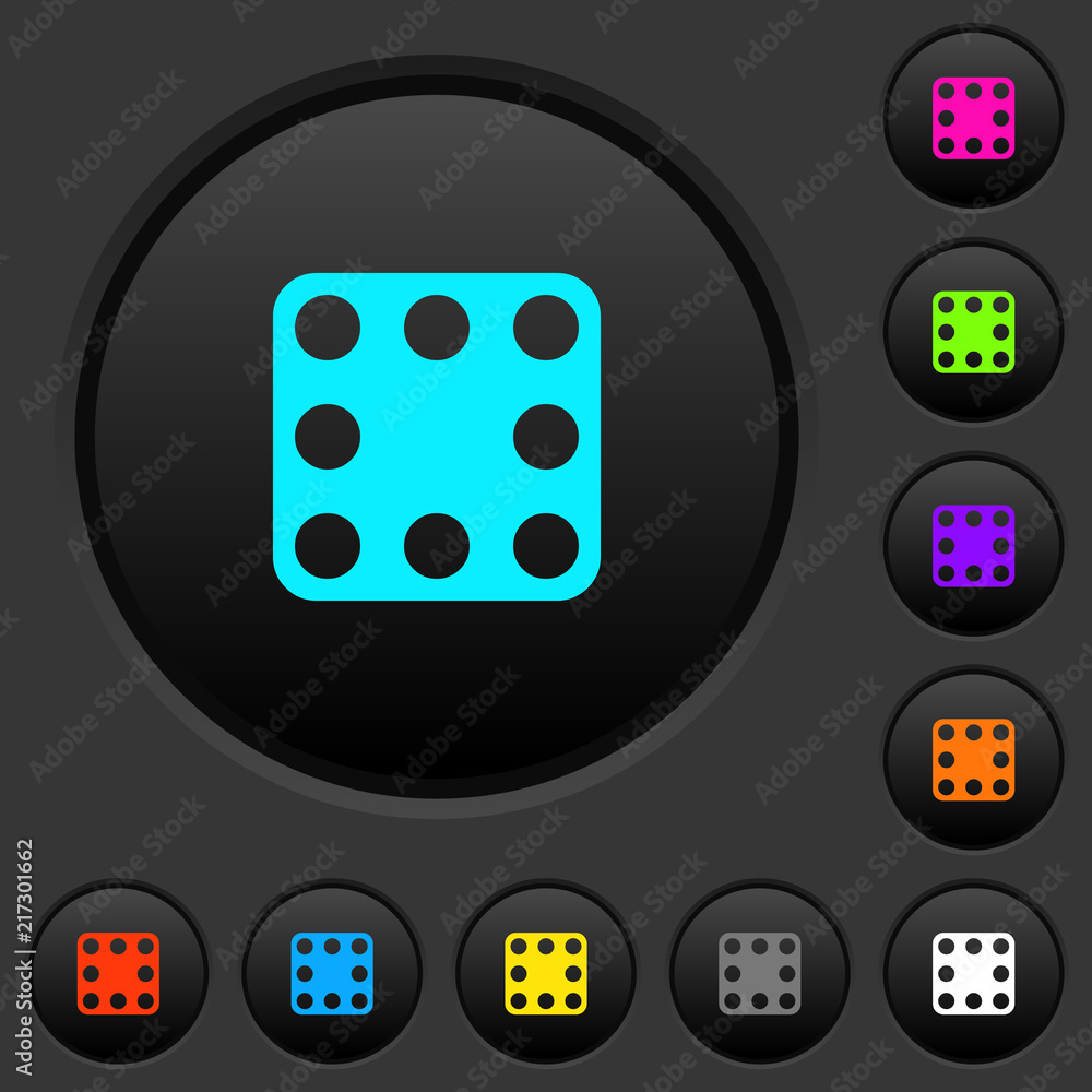 Domino eight dark push buttons with color icons Domino eight dark push buttons with color icons