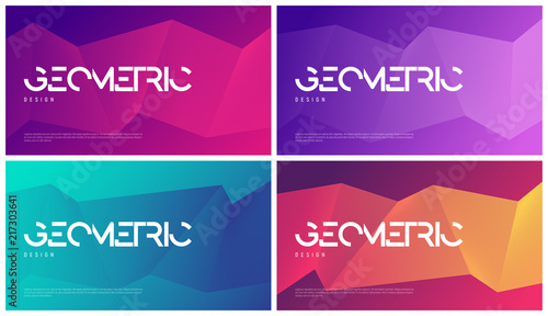 Set of abstract gradient geometric designs, colorful minimalist 