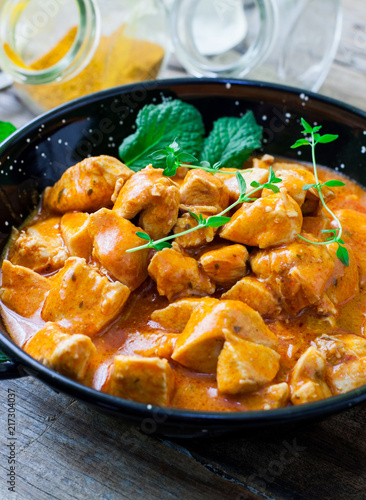 chicken curry on bowl