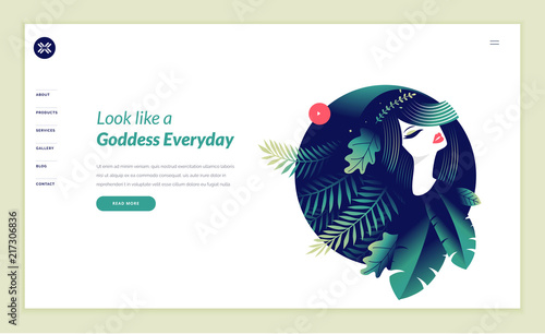 Web page design template for beauty, spa, wellness, natural products, cosmetics, body care, healthy life. Modern flat design vector illustration concept for website and mobile website development. 