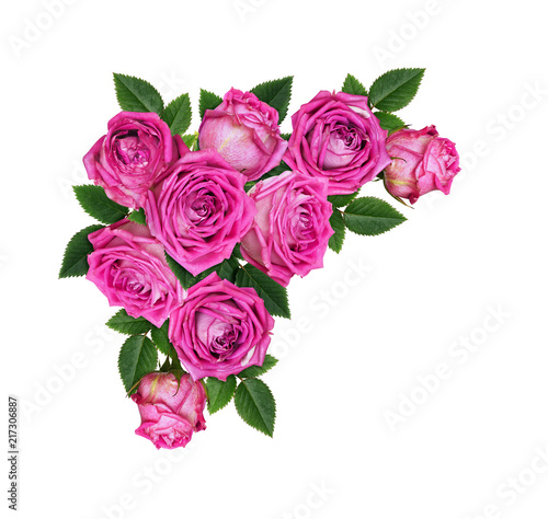 Pink rose flowers in a corner floral arrangement