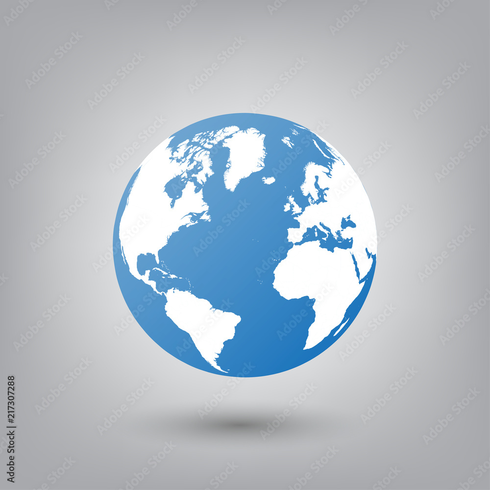 Obraz premium Earth icon in fashionable flat style, isolated on white background. Symbol of the world globe for your website design, logo, interface. Vector illustration