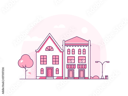 City architecture - modern thin line design style vector illustration