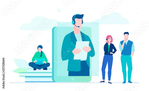Technical support - flat design style colorful illustration
