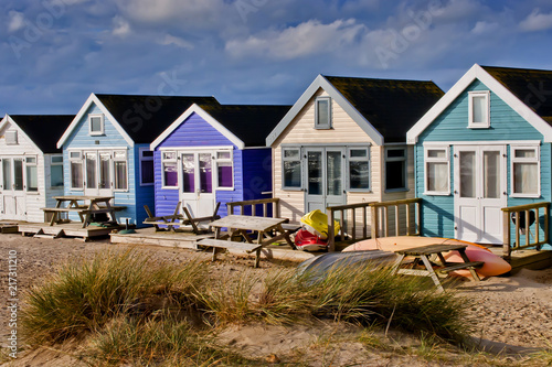 Hengistbury Head beach huts near Bournemouth and Christchurch Dorset England