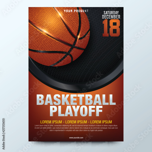 Basketball Poster Vector. Design For Sport Bar Promotion. Basketball Ball. Modern Tournament
