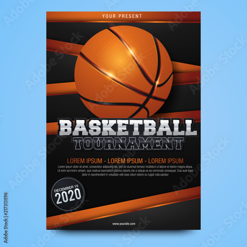 Basketball tournament posters, flyer with basketball ball - template vector design