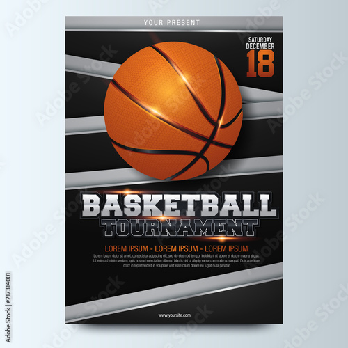Basketball tournament posters, flyer with basketball ball - template vector design