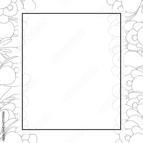 Fototapeta Naklejka Na Ścianę i Meble -  Crocus Flower Outline Banner Card Border