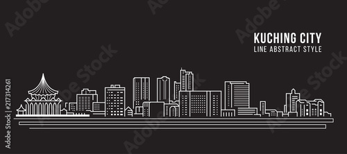 Cityscape Building Line art Vector Illustration design - kuching city photo