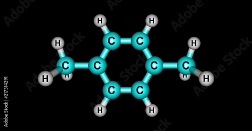 p-Xylene molecular structure isolated on black photo