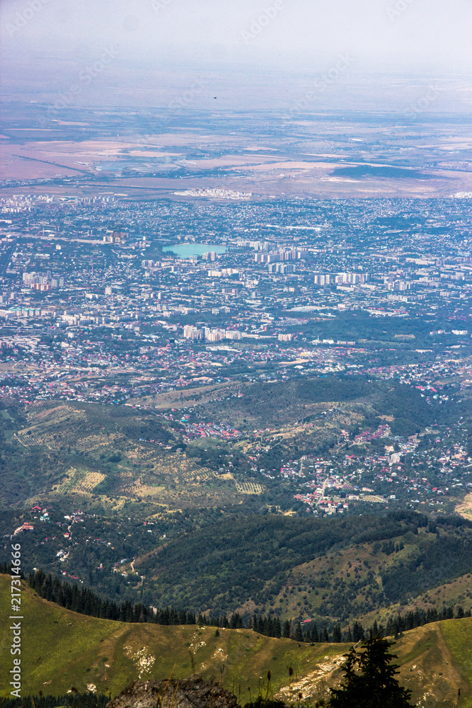 Almaty city view from mountain top