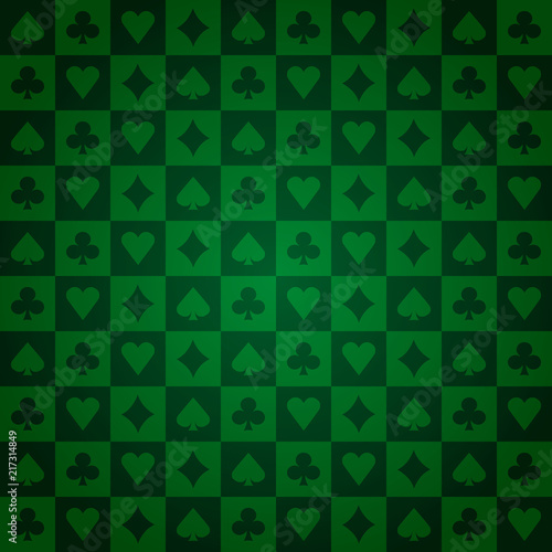 Poker suits pattern dark and light green