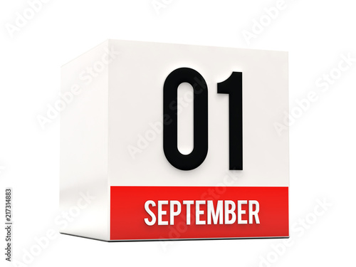 1 september on calendar cube and white background