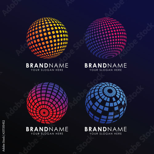 3d colorful sphere logo design. globe vector icon logo photo