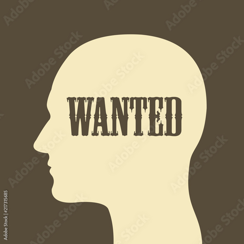Person is wanted as human resourcces and criminality - searching of criminal / headhunting and demand to find wanted man. Vector illustration