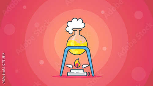 Element of science and technology.Heating experiment.Modern vector illustration for banners, app and posts.