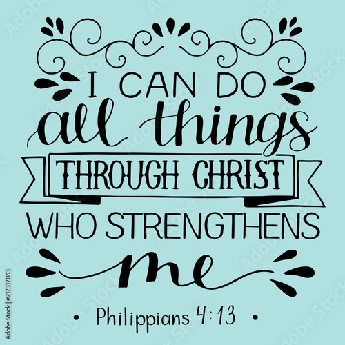 Hand lettering with bible verse I can do ALL things through CHRIST who strengthens me.