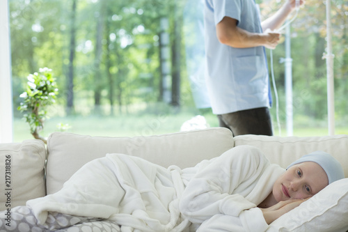 Wallpaper Mural Weak woman with breast cancer and supporting her caregiver Torontodigital.ca