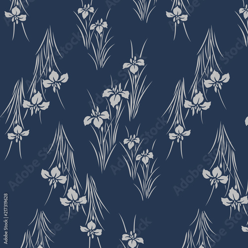Japanese blue iris pattern