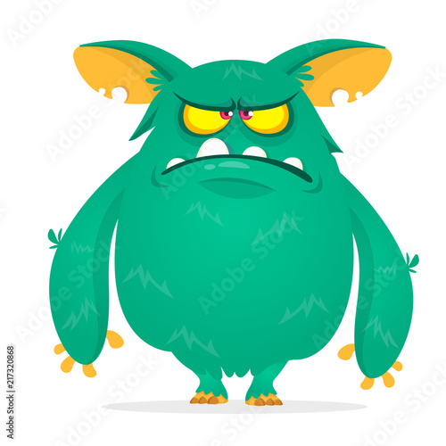 Angry cartoon monster. Halloween vector illustration.