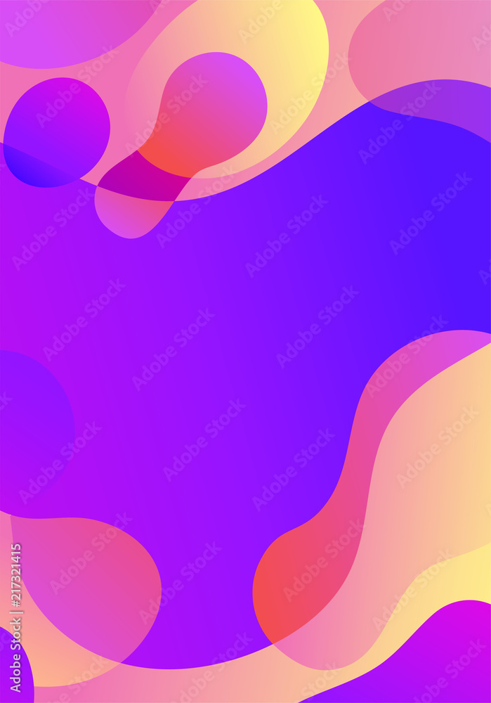 Trendy wave shapes composition in gradient iridescent colors
