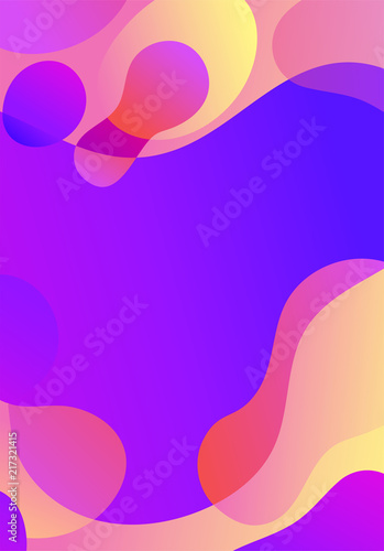 Trendy wave shapes composition in gradient iridescent colors