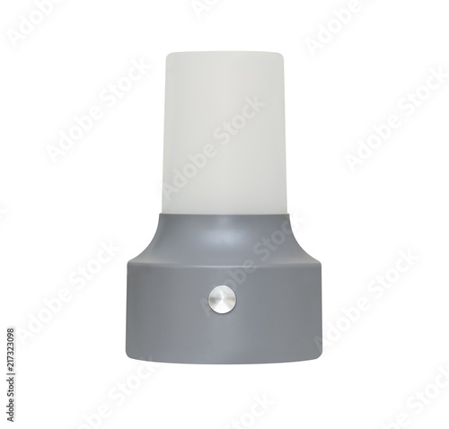 Photography grey LED outdoor sun light lantern isolated on white background