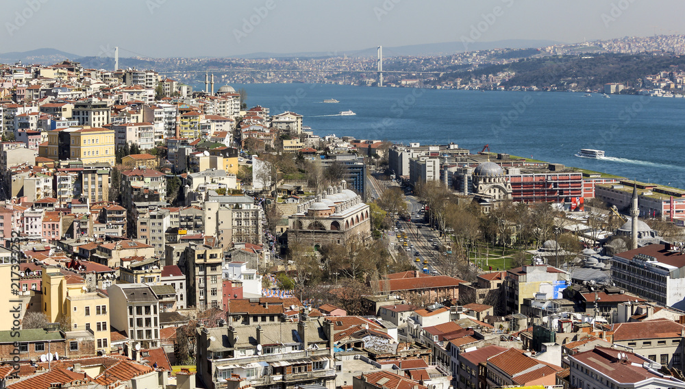 Panoramic View of the Bosphorus and Istanbul City in Turkey
