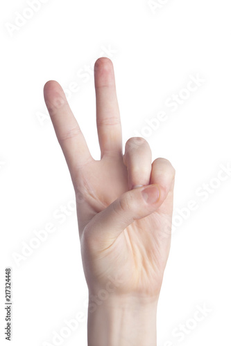 Two fingers sign of victory