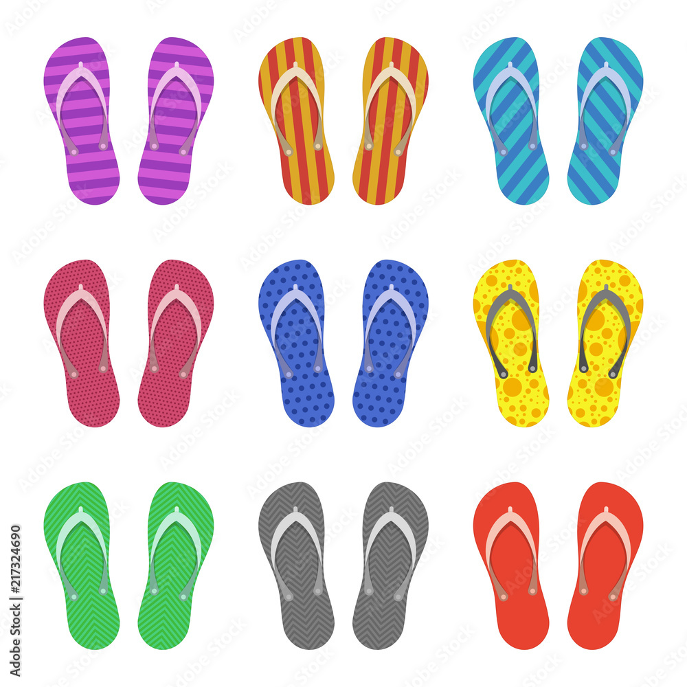 Vector flip flops set. Vector flip flops set.