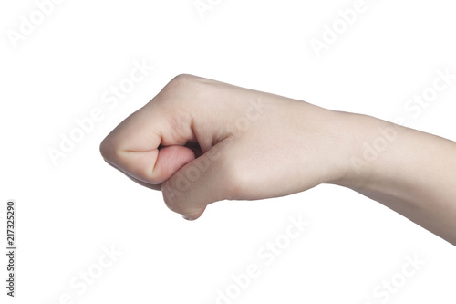 Fist side view isolated on white background