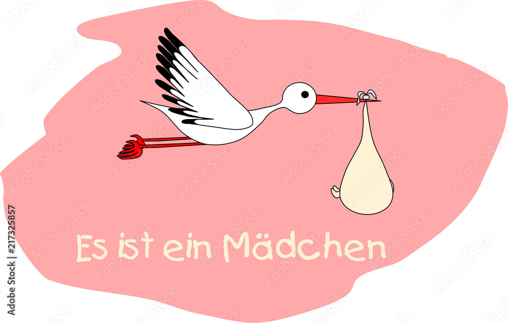 Grußkarte zur Geburt Es ist ein Mädchen Adobe Stock