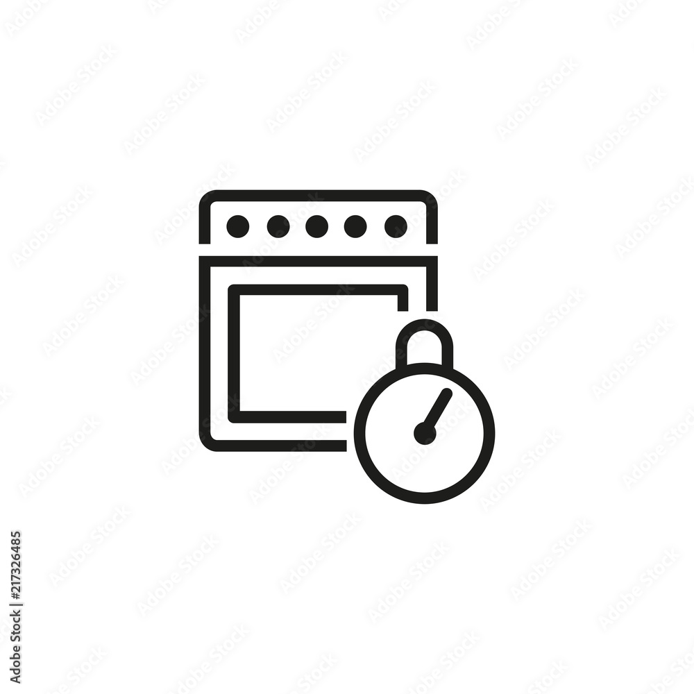 Oven timer line icon. Appliance, kitchenware, equipment. Cooking concept.  Vector illustration can be used for topics like kitchen, temperature, baking  Stock Vector