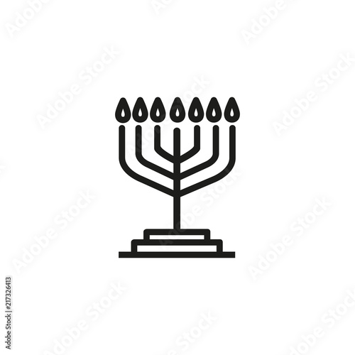 Menorah line icon. Candles, jewish candelabrum, Hanukkah. Religion concept. Can be used for topics like hanuka, celebration, Judaism