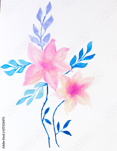 Flowers painted in watercolor.